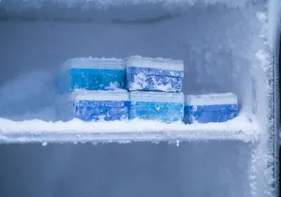 a photo of boxes in a laboratory freezer